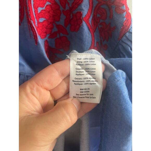 HEMANT & NANDITA embroidered boho blouse blue/red size small - Picture 9 of 10